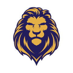 Obraz premium Lion facing forward with neat golden hair illustration logo design