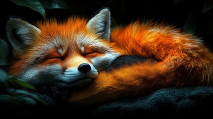 Sleeping Fox in the Forest: A Digital Painting of Serenity