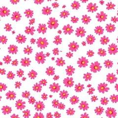 Pink Daisy Seamless Pattern: A delightful and whimsical seamless pattern featuring a scattering of vibrant pink daisies against a clean backdrop.