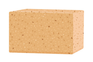 Cork yoga block vector illustration, isolated on white background.