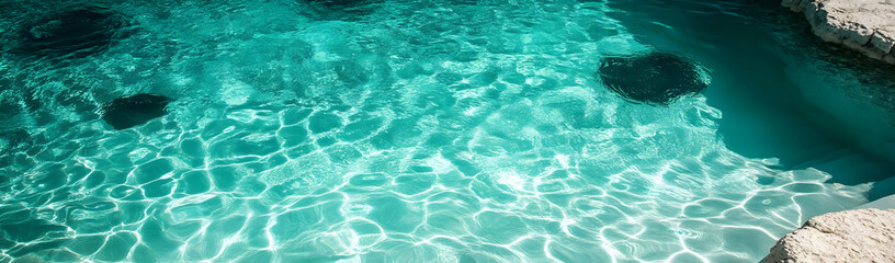 Fototapeta premium Turquoise water, sunlight, rock pool