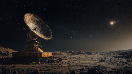 An Abandoned Alien Observatory on a Dead Moon, its Telescope Array Rusting Under Binary Stars