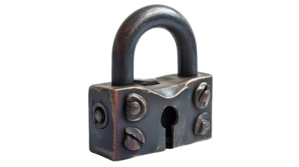 iron padlock on transparent background