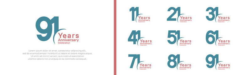 Obraz premium anniversary logotype set. vector design green and red color can be use for special moment