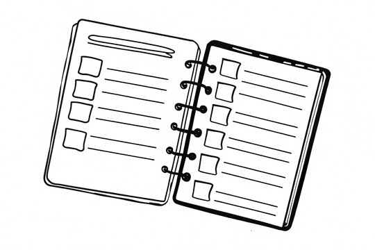 Organizing daily tasks with a planner home office illustration minimalist design top view productivity enhancement - Powered by Adobe