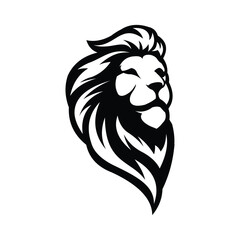 Fototapeta premium Lion head facing sideways smiling with slightly odd mane illustrator logo design