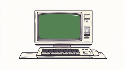 Retro computer illustration, simple design