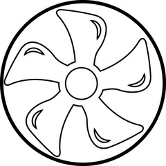 Electric fan icon. Air conditioning heating and cooling black fan bicolor line and flat vector isolated on transparent background. Wind symbol , cold temperature design concepts.