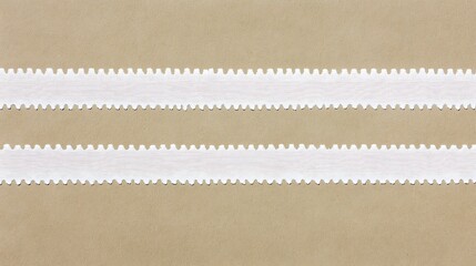 Two White Perforated Strips on Brown Paper