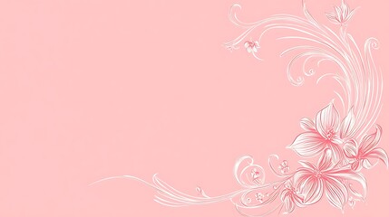 Pink Background with Delicate Floral Design and Swirls