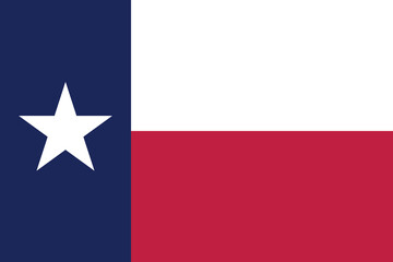 Texas flag. The official ratio. Flag icon. Standard color. Standard size. A rectangular flag. Computer illustration. Digital illustration. Vector illustration.