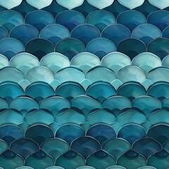 Fototapeta premium Ocean inspired tile pattern with soft gradients in blue and teal hues