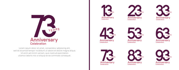 anniversary logotype set. vector design purple color for celebration event