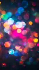 Colorful bokeh lights in blurred abstract background, vibrant glowing circles. festive celebration and artistic concept