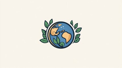 Earth graphic design,  green leaves, eco-friendly image, symbol of nature
