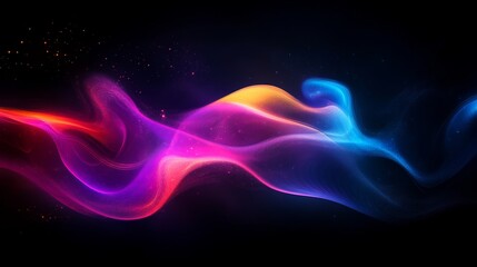 Fototapeta premium Colorful abstract waves on black background, digital art concept
