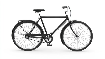 Classic black bicycle on white background, studio shot