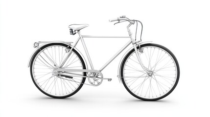 Naklejka premium Silver bicycle, studio shot, white background, transport