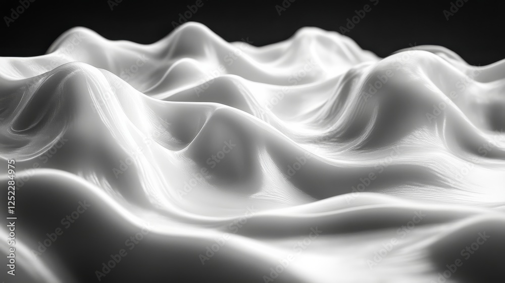 Poster smooth white abstract landscape with flowing curves and textures