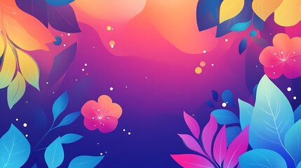 Vibrant Floral Design with Colorful Leaves and Flowers