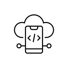 Mobile app developer outline icons, minimalist vector illustration ,simple transparent graphic element .Isolated on white background