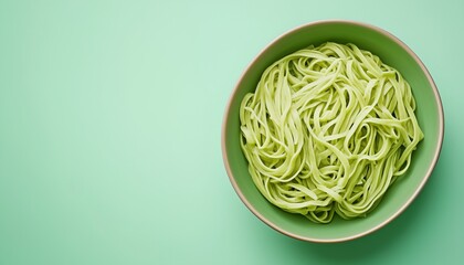 Gluten free green vegetable flour noodle healthy mie pasta on bowl