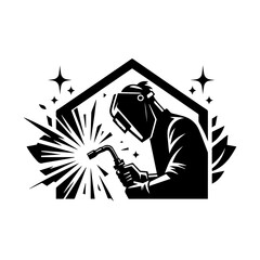 silhouette of argon welder man