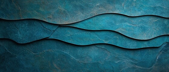 Abstract teal stone background with wavy layers.
