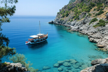 Tourism, travel, and vacation on the rocky sea