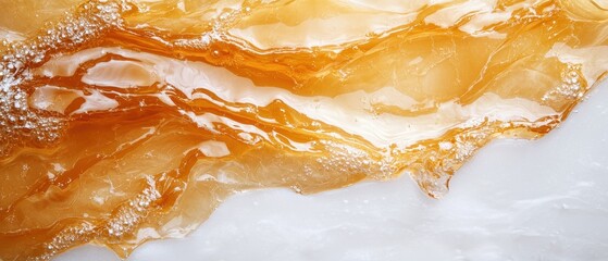 Obraz premium Abstract golden liquid with white accents.
