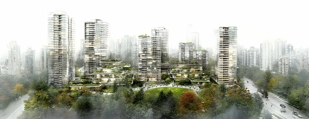 Naklejka premium Cityscape Green Eco Towers