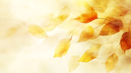 Golden Autumn Leaves Delicate Watercolor Painting