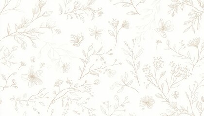 Delicate Floral Pattern On White Background With Subtle Gold Accents (Design) (Floral Pattern) (Nature) (Elegant Design) (Soft Texture) (Beautiful Design) (Creative Design) (Decorative Design)