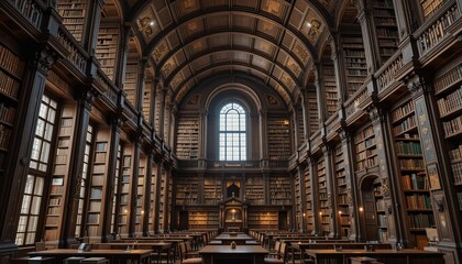 Obraz premium Exploring historic library city center architecture interior perspective knowledge
