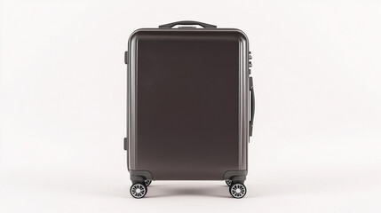 Ultra-realistic travel suitcase with spinner wheels and matching bags on white background