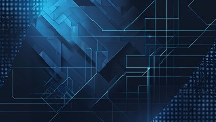 A futuristic, high-tech abstract vector backdrop featuring a blue-hued finance and fintech-inspired latar belakang with an intricate, pixelated pattern,