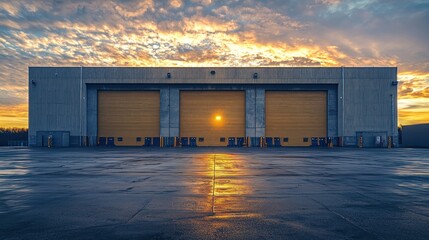 Fototapeta premium Sunset Over Industrial Building