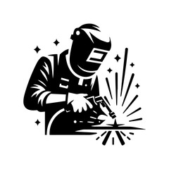silhouette of argon welder man