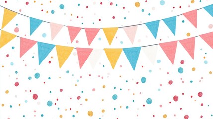 Colorful Decoration with Bunting and Confetti for Celebrations and Festive Occasions