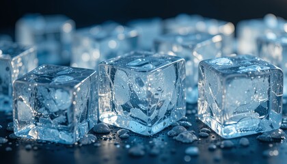 Obraz premium Chilling ice cubes kitchen photography indoor close-up refreshment