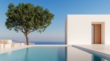 Fototapeta premium Aegean Breeze: Sleek Business Design with Scenic Landscape