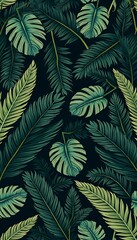 monstera seamless banana dark palm tropical leaves pattern exotic background tropical plant leaf watercolor palm seamless pattern monstera banana ficus botanical tree branch abstract art background