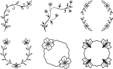 Floral Wreath Frames Elegant Vintage Botanical Design Elements © Chaya
