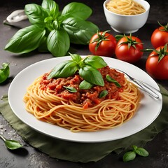 Spaghetti with Tomato Sauce and Basil