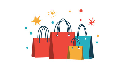 Vector Set of Shopping Elements: Bags, Carts, and Retail Icons