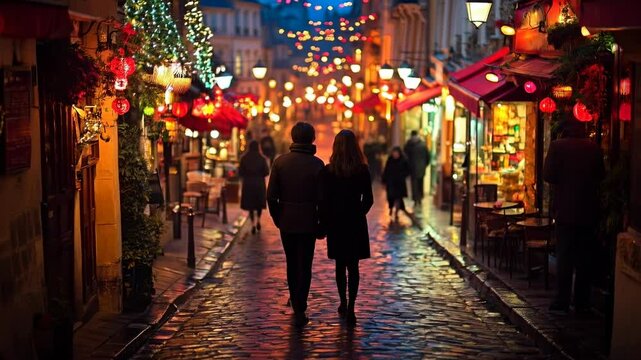 Romantic Stroll through Parisian Christmas Lights