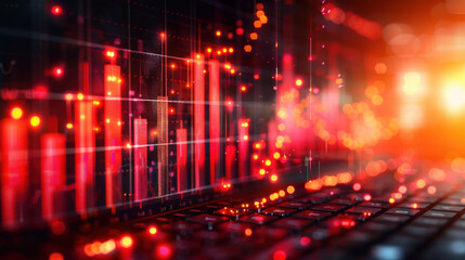 Vibrant forex chart background with world map and glowing data points