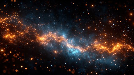 Cosmic River: A Celestial Tapestry of Orange and Blue Nebulae