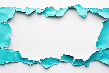 Obraz premium Torn Paper with Blue Teal Background: Creative Design Concept