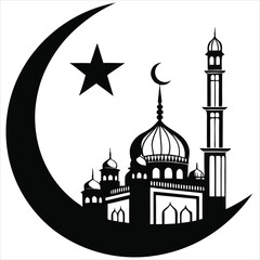 silhouette Ramadan image on white background